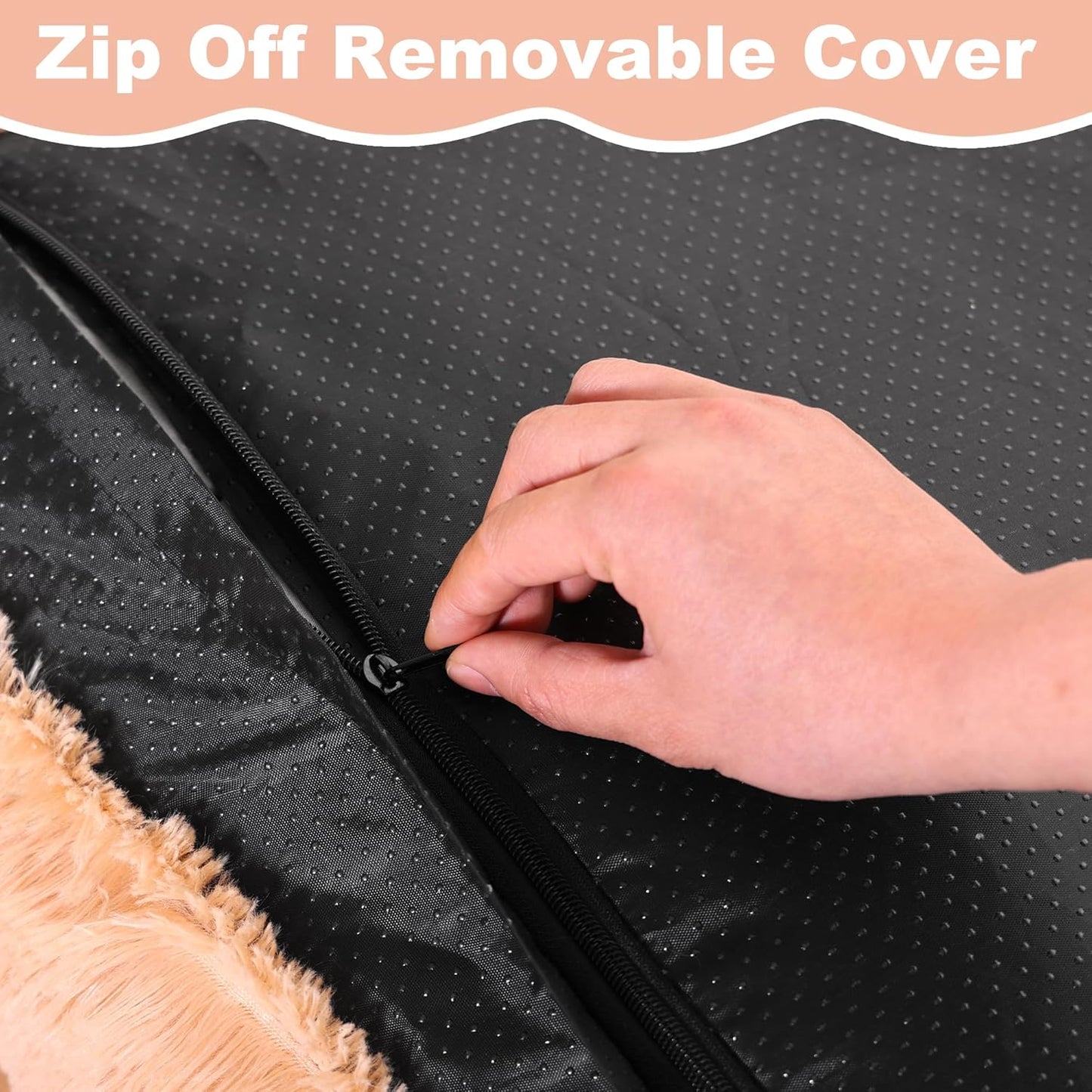 Bedfolks Waterproof Dog Crate Bed, Plush With Removable Washable Cover, Faux Fur Crate Pad for Medium Dogs, Fluffy Kennel 29"x21", Dark Grey