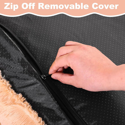 Bedfolks Waterproof Dog Crate Bed, Plush With Removable Washable Cover, Faux Fur Crate Pad for Medium Dogs, Fluffy Kennel 29"x21", Dark Grey