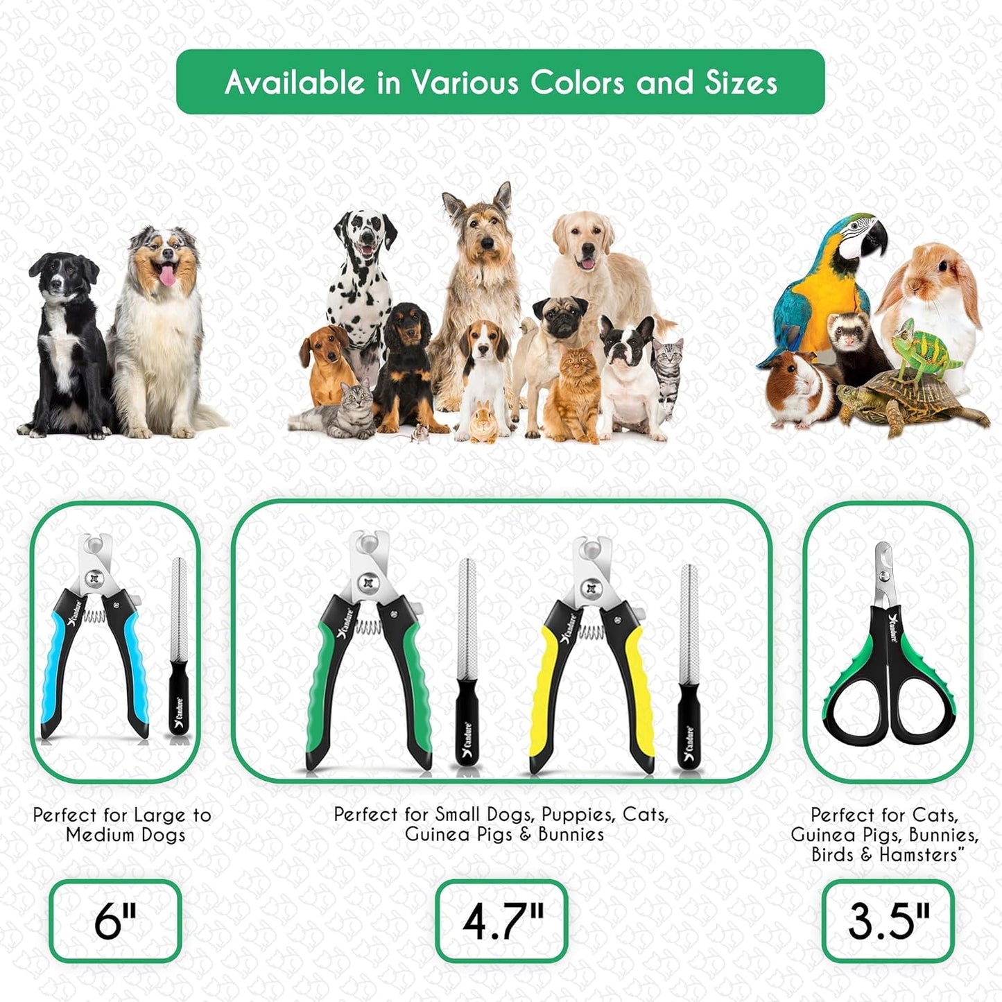 Candure Dog Nail Clippers Professional Pet Nail Clipper Suitable for Cats, Rabbits and Guinea Pigs - Safety Lock/Protective Guard to Avoid Over Cutting (Green, Medium to Small)
