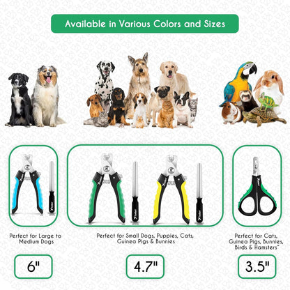 Candure Dog Nail Clippers Professional Pet Nail Clipper Suitable for Cats, Rabbits and Guinea Pigs - Safety Lock/Protective Guard to Avoid Over Cutting (Green, Medium to Small)