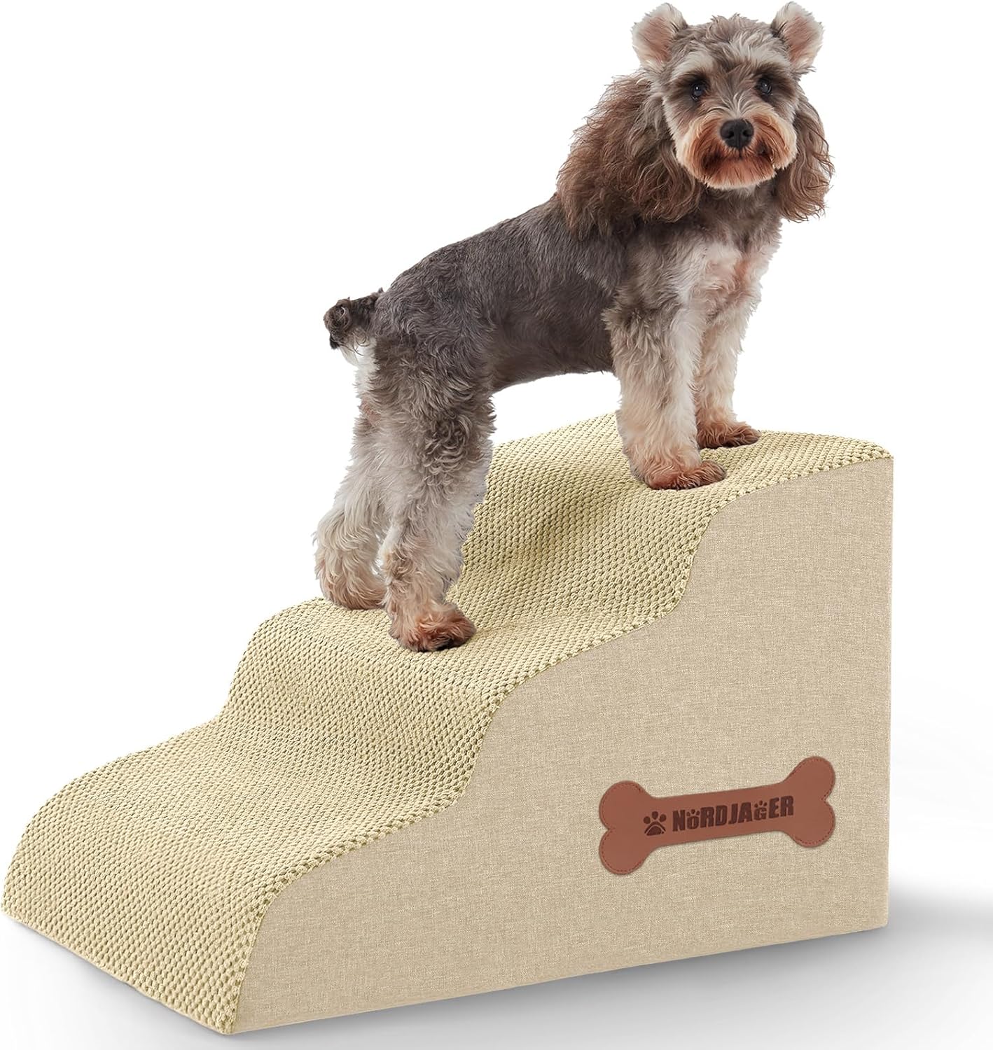 Dog Stairs for Small Dogs and Cats, 2 Steps Pet Stairs to Get on Couch Sofa and Chair, Indoor Non-Slip Balanced Portable Pet Step, High-Density Foam Ramp with Removable Washable Cover, Grey（11.8" H）