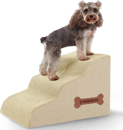 Dog Stairs for Small Dogs and Cats, 2 Steps Pet Stairs to Get on Couch Sofa and Chair, Indoor Non-Slip Balanced Portable Pet Step, High-Density Foam Ramp with Removable Washable Cover, Grey（11.8" H）