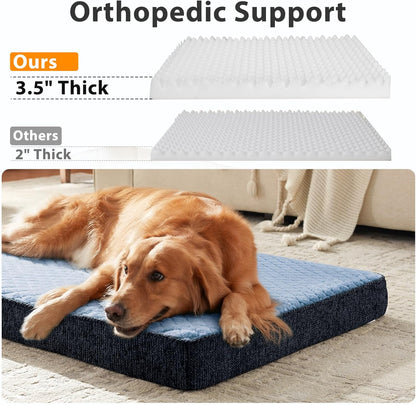 JOEJOY XL Dog Beds Large Sized Dog, Orthopedic Big Dogs Crate Bed with Washable Removable Cover, Extra Thick Egg-Crate Memory Foam Pet Beds up to 80 lbs, Grey, 41"x27"