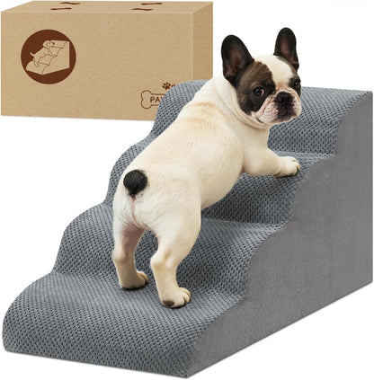 Dog Stairs for Couch, 3 Steps 13.8" H Non-Slip Pet Stair, Balanced Stable Pet Ramp for Small Dogs, Indoor Furniture Step, Gray