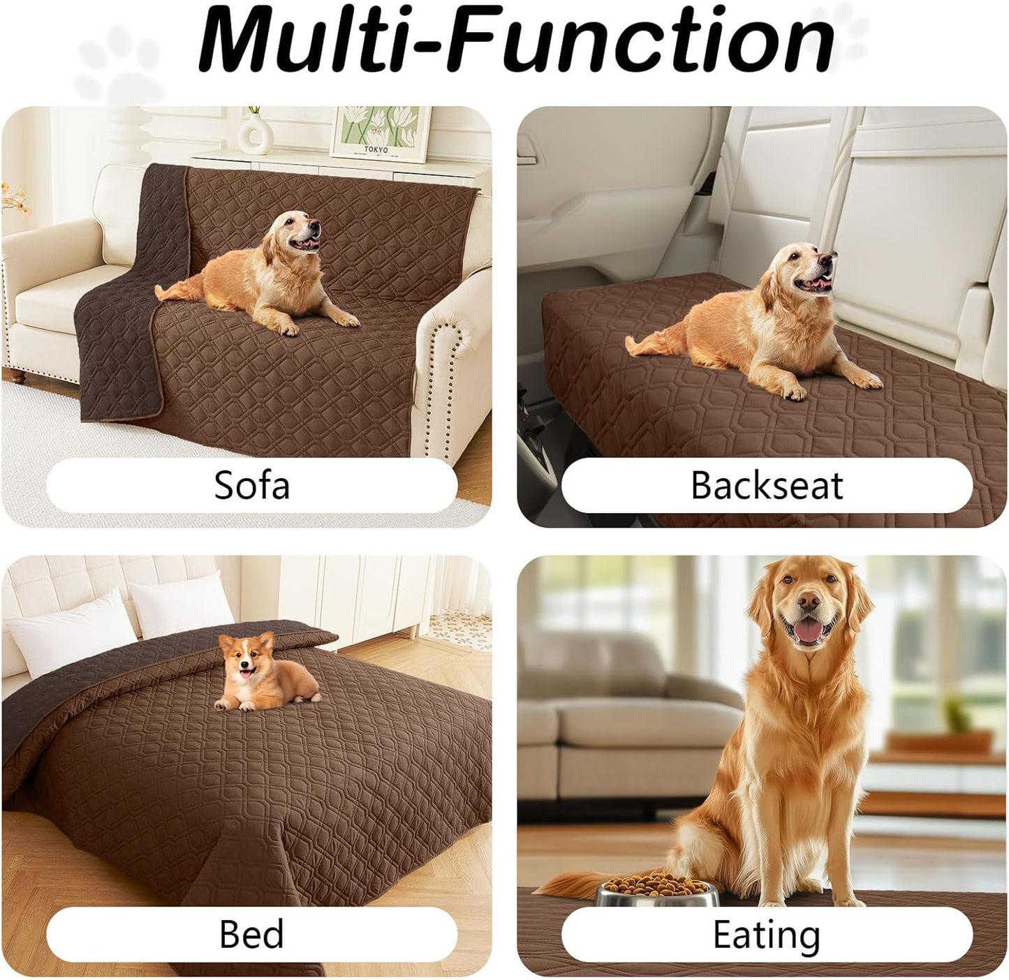 hyha Waterproof Dog Bed Blanket, Soft Pet Blankets, Waterproof Couch Cover for Dogs, Reversible Sofa Covers Washable for Furniture (30x70 Inch, Taupe/Beige)