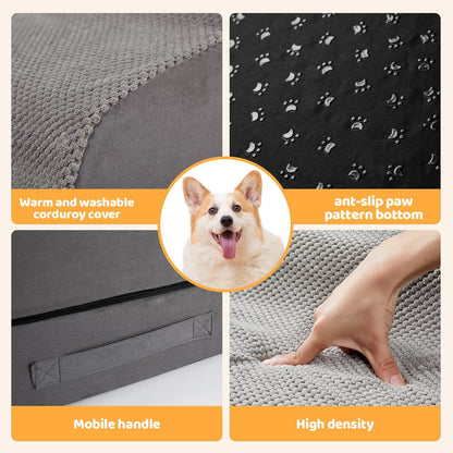 A.FATI Dog Stairs 30 Inches High for 30-36 Inch High Bed, 6-Tier 3-in-1 Foam Pet Steps with Non-Slip Bottom, Detachable Washable Cover, Dog Ramp for Small Old Short-Legged Dogs Up to 50 Lbs