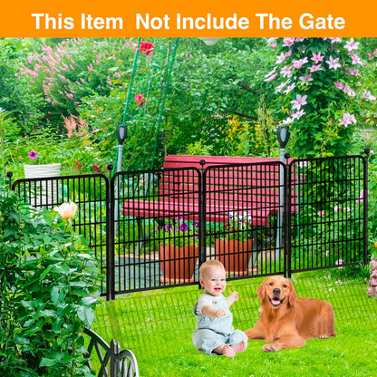 Getlay 36 in(H) Garden Fence, Wide Gate Low Threshold, 10 Panels Total 22.1 Ft(L) Heavy Duty Iron Animal Barrier Fence for Yard,Suitable for Indoor Or Outdoor Dog Fencing,Garden Border Fence