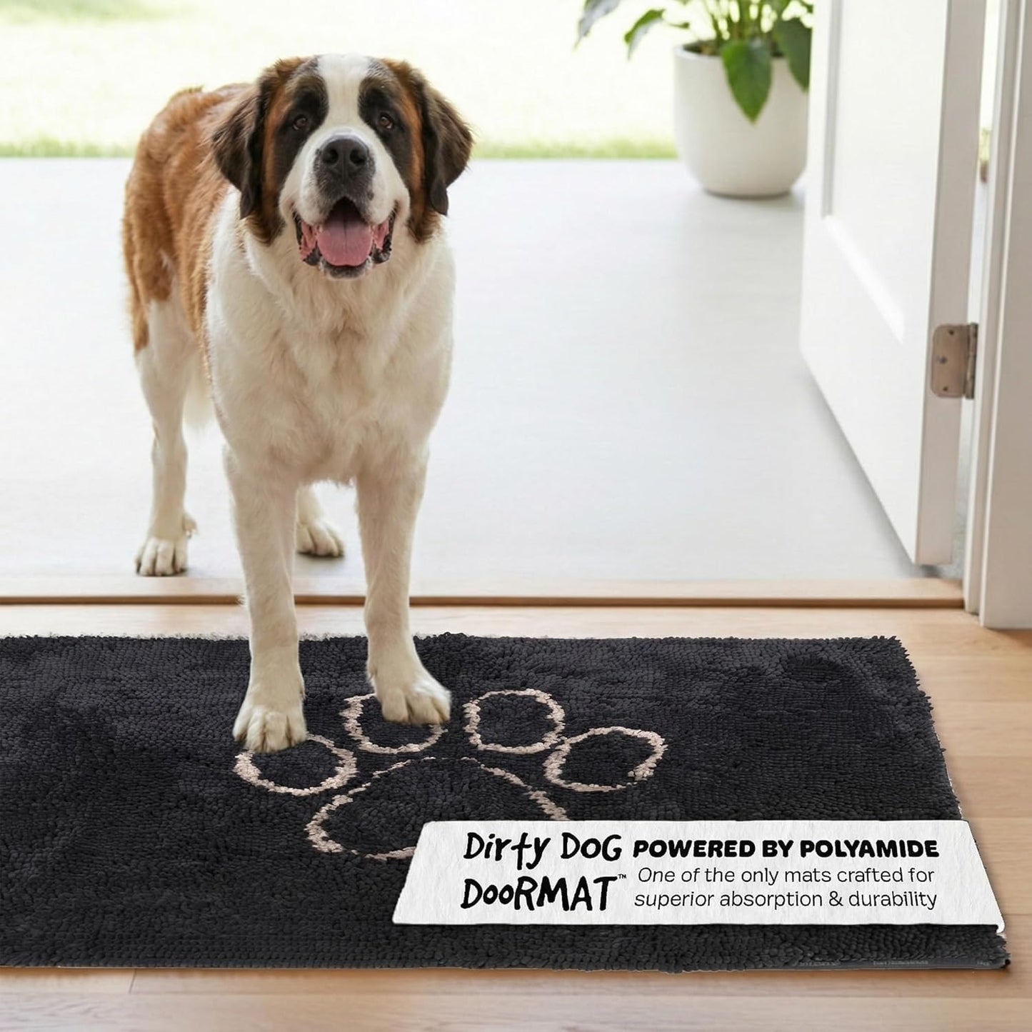 Dog Gone Smart Dirty Dog Doormat - Fast Drying Rug with Super Gripper Backing for Clean Floors - Super Absorbent and Machine Washable Mat for Muddy Paws - Grey