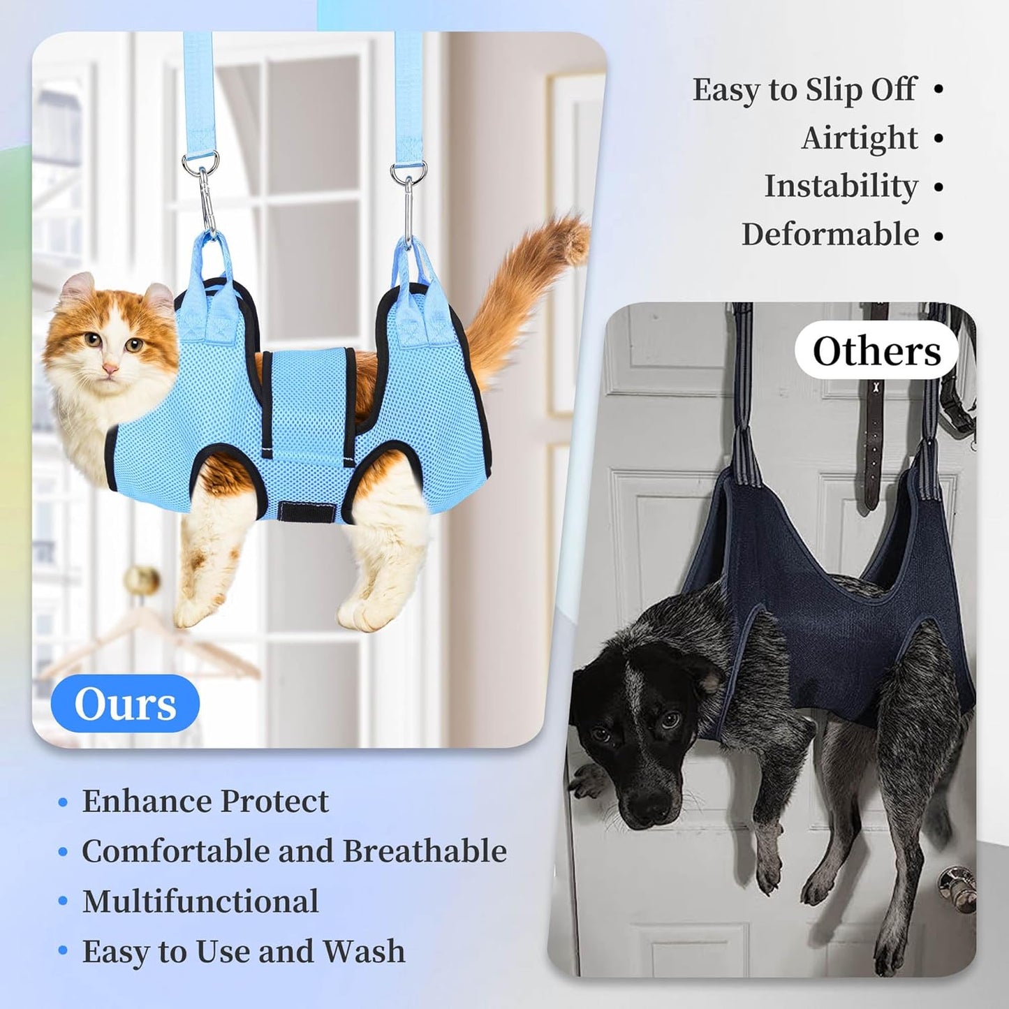 PatiencET Cat Grooming Hammock Pet Hammock Cat Nail Clipper Hammock for Nail Trimming Dog Sling for Nail Clipping Dog Hanging Harness (Black XS)