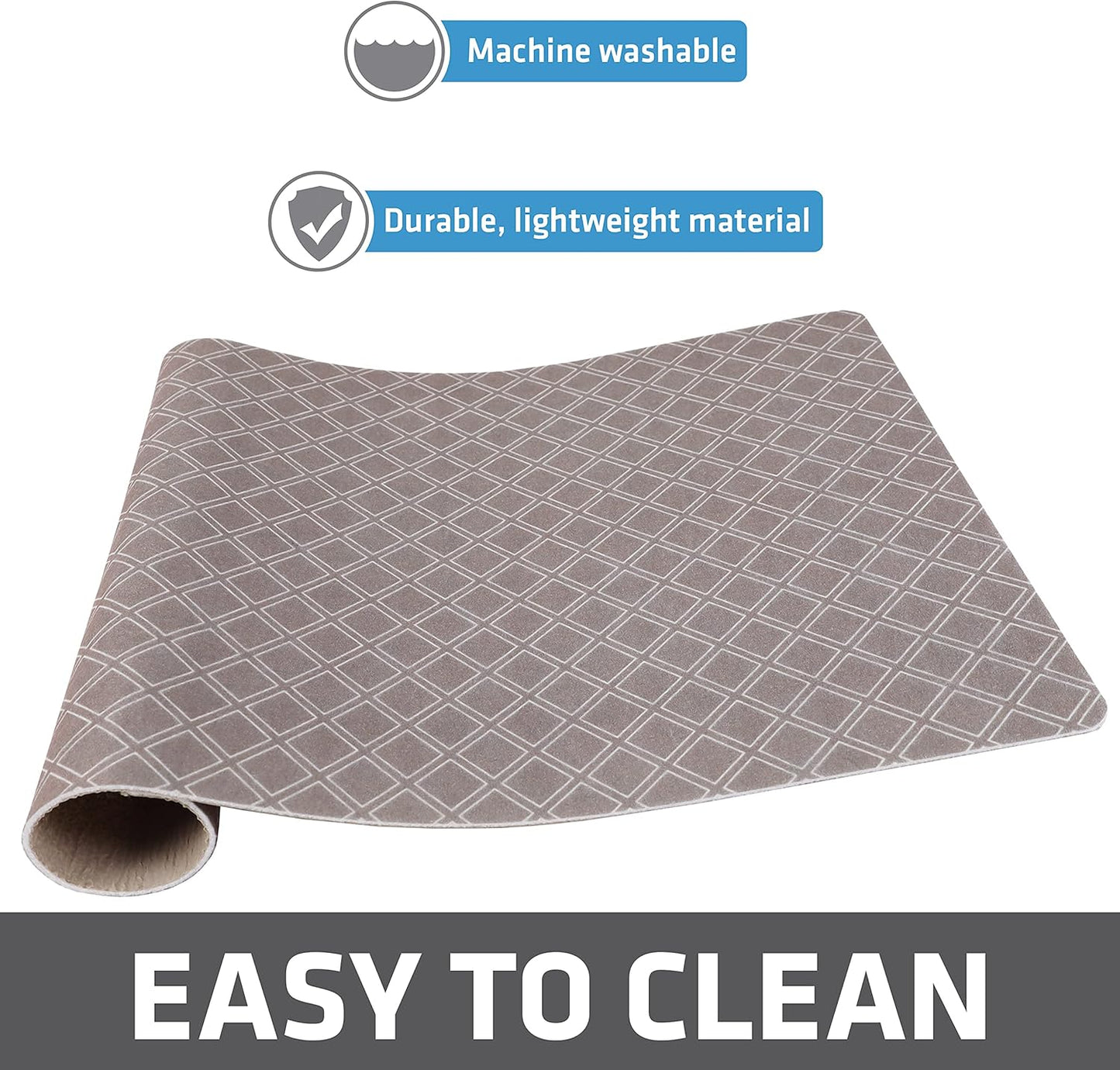 Drymate Pet Bowl Placemat, Dog & Cat Food Feeding Mat - Absorbent Fabric, Waterproof Backing, Slip-Resistant - Machine Washable/Durable (USA Made) (12” x 20”) (Indigo)