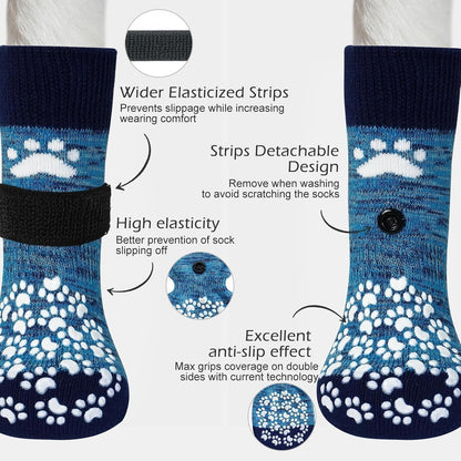 EXPAWLORER 6Pcs Anti-Slip Dog Socks to Prevent Licking Paws,Dog Shoes for Hot Pavement,Dog Booties Traction Control on Hardwood Floor,Boots & Paw Protectors, for Puppy Small Medium Large Senior Dogs