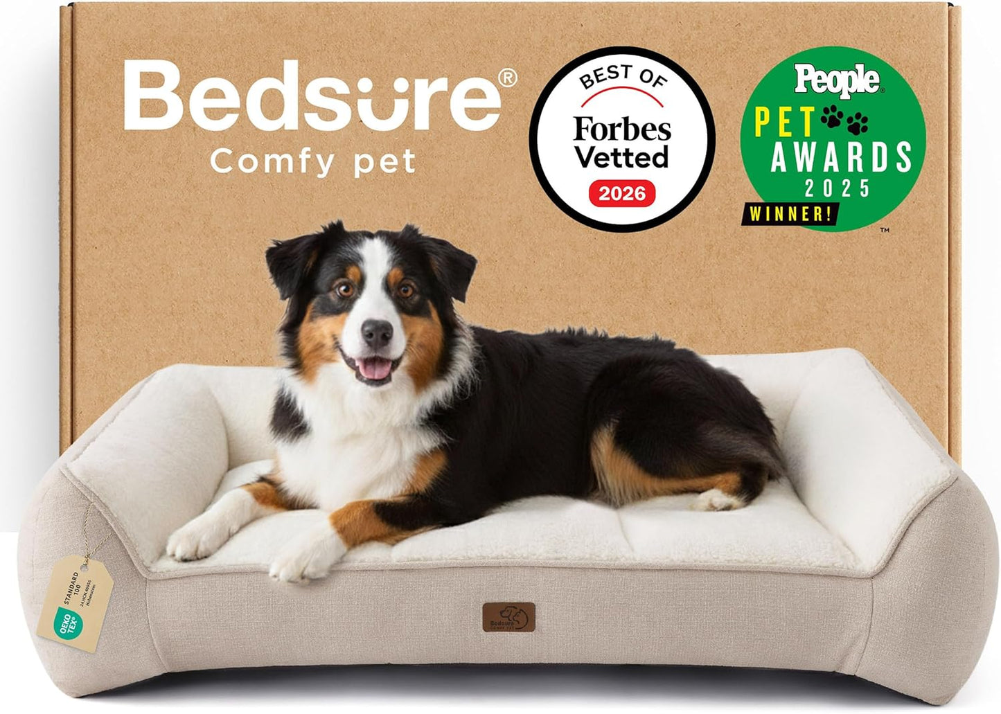 Bedsure SupportMax™ XL Pro Orthopedic Dog Beds Large Sized Dog - Extra Thick Supportive Dogs Couch with Waterproof Washable Cover, Extra Large Comfort Pet Sofa with Sherpa & Nonskid Bottom, Grey, 45"
