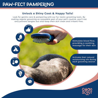 Good Scout 2-Piece Deshedding Tool Set with Self-Cleaning Slicker Brush & Dual-Head for Dogs & Cats, Gentle, Safe & Effective Grooming Tool for Short or Long Haired Animals