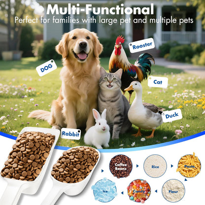 Food Scoop, Cup Capacity Dog Food Scooper With Measuring Lines For Dog, Puppy and Cat Coffee Bean Scoop, Flour Scoop 2 Pack (Grey)