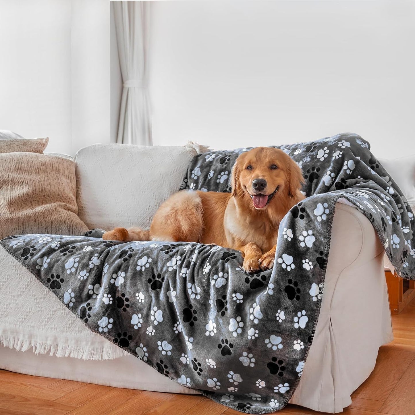 Waterproof Pet Blanket Dog Blankets, Pattern Printing Super Soft Warm Fluffy Facecloth Sofa Car Bed Protector, Urine Proof Washable Outdoor Pet Blanket for Puppy Large Dogs & Cats 40 * 30 inch