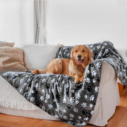 Waterproof Pet Blanket Dog Blankets, Pattern Printing Super Soft Warm Fluffy Facecloth Sofa Car Bed Protector, Urine Proof Washable Outdoor Pet Blanket for Puppy Large Dogs & Cats 40 * 30 inch