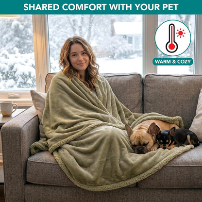PetAmi Waterproof Dog Blanket for Couch, Large 60x40, Pee Proof Sherpa Fleece Reversible Pet Throw, Furniture Protector for Bed Sofa Kennel, Soft Washable Cover for Medium Dogs Cats, Grey Sherpa