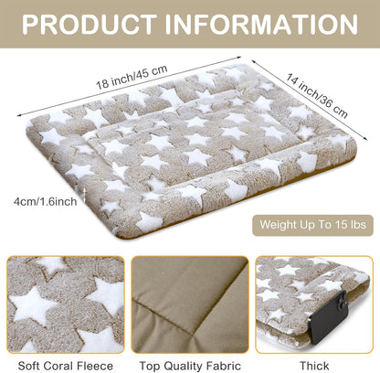 VitalCozy 4 Pcs Dog Crate Pads, Ultra Soft Warm Washable Anti-Slip Kennel Bed Mat for Pets, Reversible, Replaceable, Cage Liner for Small Medium Large Dogs and Cats (18 x 24 x 1.6 Inch,Star,Gray)