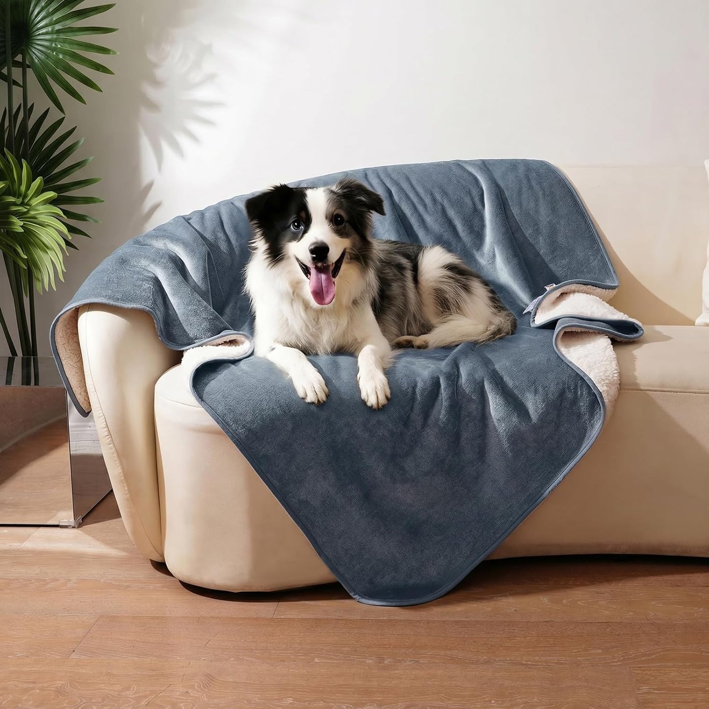 Sunheir Waterproof Dog Blankets for Small Dogs, Reversible Sherpa Fleece Thick Puppy Blanket, Leakproof Spill-Proof Pet Blanket for Cat, Bed, Couch, Furniture Protector, Travel, Camping, 25"X35", Grey