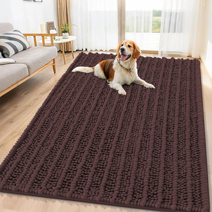 Smiry Dog Door Mat for Muddy Paws 30x20, Extra Soft Absorbent Chenille Doormat, Trap Moisture and Dirt, Non-Slip Machine Washable Front Door Mat for Indoor Entrance Inside Floor, Grey