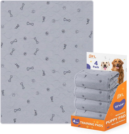 Washable Pee Pads for Dogs, 2Pack Reusable Puppy Pads, Absorbent Whelping Pads with Bone Print, Non-Slip Waterproof Pet Training Pads for Couch, Crate, Potty Training 18x24
