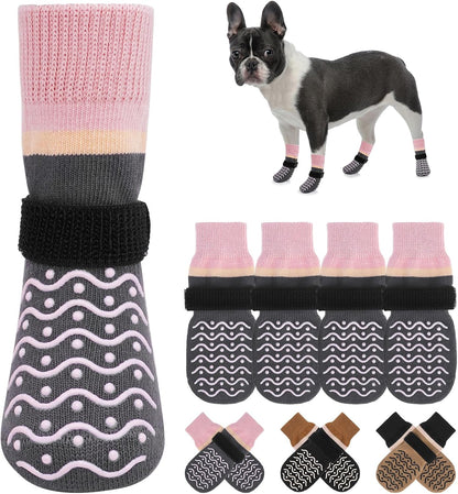 BEAUTYZOO Dog Socks to Prevent Licking Paws -Dog Shoes for Hot Pavement & Hardwood Floors Anti Slip, Traction Control Boots & Paw Protectors with Double Side Grips for Small Medium Large Senior Dogs