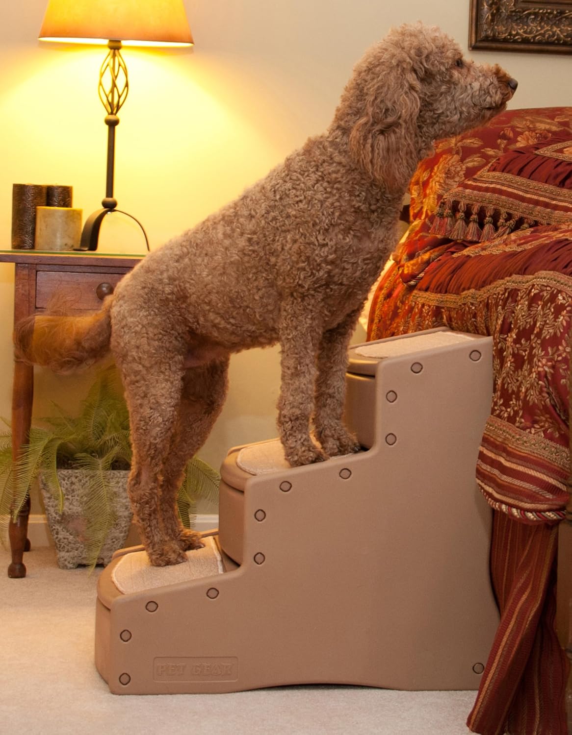 Pet Gear Easy Step III Extra Wide Pet Stairs, 3 Step for Dogs/Cats up to 200 pounds, Removable/Washable Carpet, Easy Assembly (No Tools Required), Sea Salt