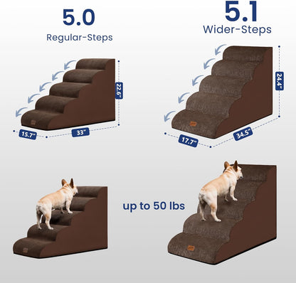 GoGoBunny Ramp Dog Stairs for Couch Sofa and Chair 15.7" H, 3-Step Pet Steps for Small Dogs and Cats, Non-Slip Waterproof Fabric Cover, Stable and Balanced Indoor Step, Pets Friendly, Grey