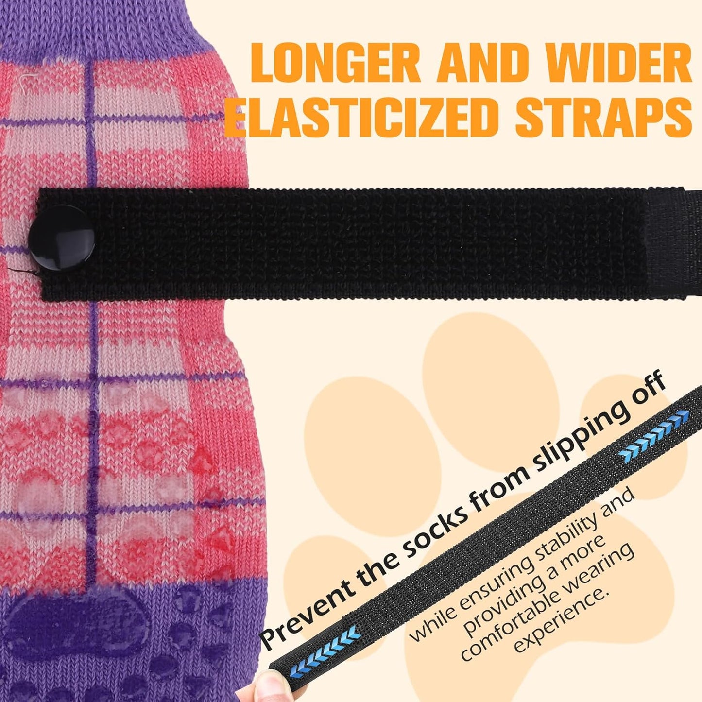 EXPAWLORER Dog Socks for Hardwood Floors, Dog Booties for Winter, Dog Boots & Paw Protectors Pavement to Prevent Licking, Anti Slip Dogs Shoes for Small Medium Large Senior Dogs,Khaki L