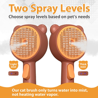 Double-Sided Pet Deshedding Dematting Comb & Steam Brush with 2 Spray Levels, Extra-Wide Detangling Undercoat Rake for Long-Hair Dogs & Cats Matted Fur, Knots, Rechargeable Grooming & Massage Tool