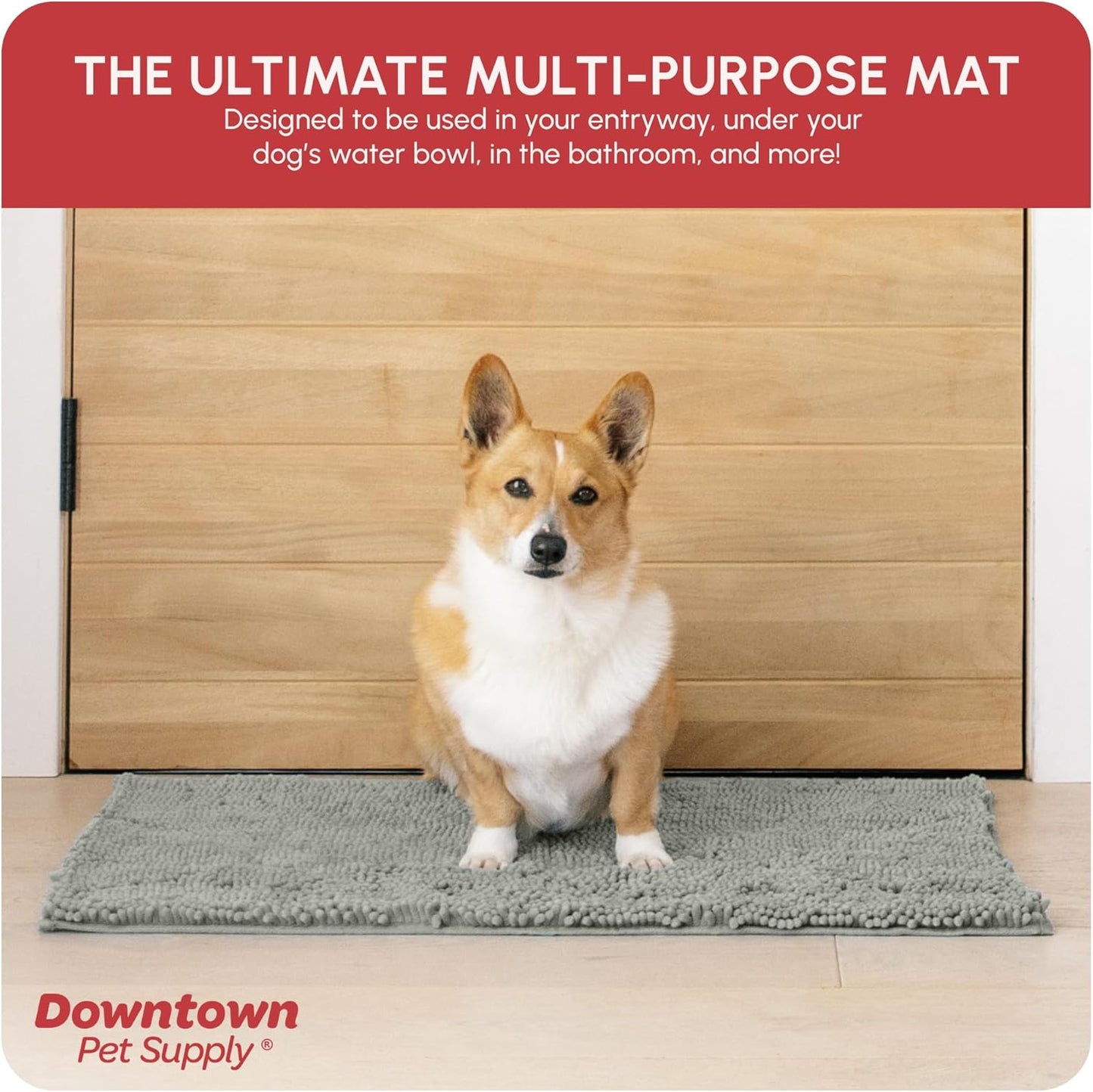 My Doggy Place Dog Mud Mat, 36"x26" Ash – Thick Microfiber Entry Rug for Snow, Mud & Salt – Absorbent, Quick-Dry, Washer-Safe & Non-Slip, Large
