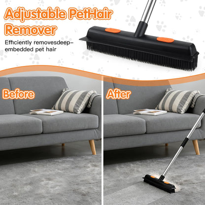 Carpet Rake for Pet Hair Removal, 5 in 1 Reusable Pet Hair Removal Tool Kit, Cat & Dog Hair Carpet Rake, Adjustable Long Handle Pet Hair Removel Tool, Pet Hair Broom for Carpet, Rugs, Mats, Furniture