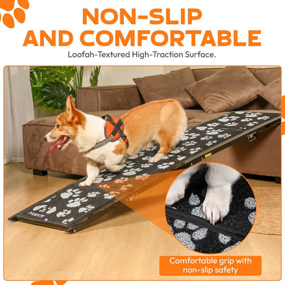 Dog Ramp for Car 71"x17.2" Wide Portable Folding Pet Ramp with Non-Slip Surface. Extra Wide Portable Ramp for Large, Small & Senior Dogs to Get in Cars, SUVs, Trucks & Beds, Up to 250LBS