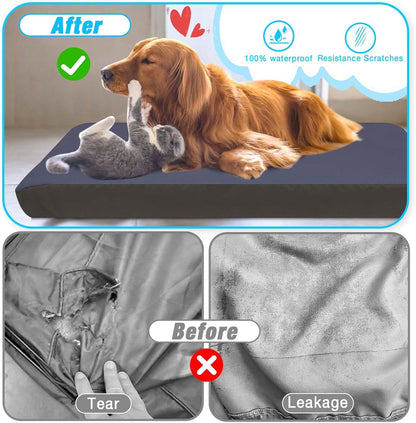 Dog Bed Covers Replacement Washable 100% Waterproof Dog Bed Sheets, Soft & Noiseless Pet Bed Cover, 2 Pack, 30" x 20" Beige