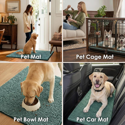 EHEYCIGA Super Absorbent Dog Door Mat for Muddy Paws 30x20 Inch Indoor, Front Doormat Outside Entrance, Quick Dry Chenille Washable Dog Crate Bed, Non-Slip Pet Rug Mud Mat Outdoor Entryway, Grey