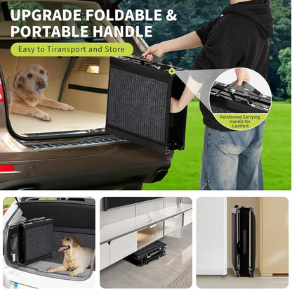 Dog Ramp for Car, 63" Long & 20" Wide Folding Dog Ramps for Car, Portable Pet Car Ramp with Non-Slip Surface, Outdoor Dog Car Ram-p Up to 250 LBS, Extra Wide Steps for SUV Car & Truck