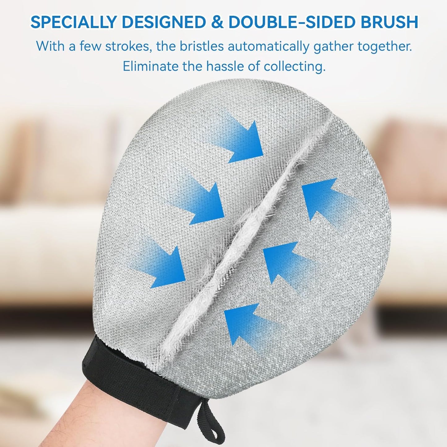 Pet Grooming Glove Hair Remover Brush Gentle Deshedding Efficient Pet Mitt Pet Massage Gloves Left & Right Hand Draw Dogs Cats Horses Long Short Fur (1Pair Left & Right Hand (Blue))