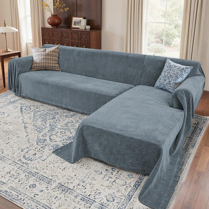 Sectional Couch Covers, 2 Pieces Washable L Shaped Couch Covers Sofa Blanket for Dogs Pet Friendly Sectional Sofa Slipcovers Furniture Covers,71"x 110"+ 71"x 118",(X-Large,Dark Gray)