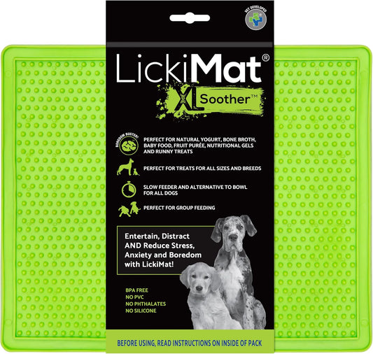 LickiMat X Large Breed Buddy Dog Lick Mat, Dog Calmer, Slow Feeder, Anxiety Reliever Alternative to Puzzle Toys, Slow Feeding Bowls. Use Peanut Butter, Wet, Raw, Mixed Food, Healthy Treats - Orange