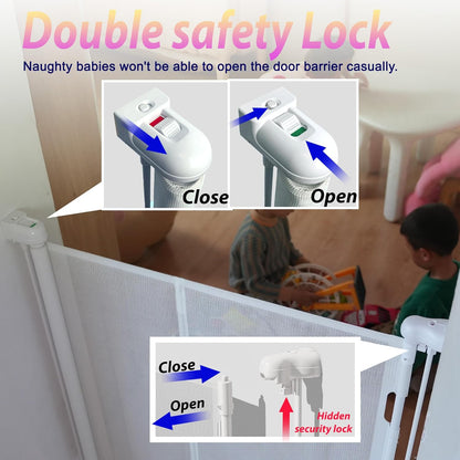 240" Retractable Baby Gates Extra Wide for Large Opening, 41" Extra Tall Retractable Dog Gate Pet Gates, Long Child Safety Mesh Gate with Fiberglass Rods for Stairs, Doorways, Hallways, Indoor/Outdoor
