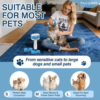 Pet Steam Brush for Dogs & Cats,5-in-1 Self-Cleaning Dog Steam Brush with 3 Swap-in Heads (Grooming, Dematting, Deshedding),Cat Spray Hair Removal Comb,Includes Pet Essence & Storage Bag