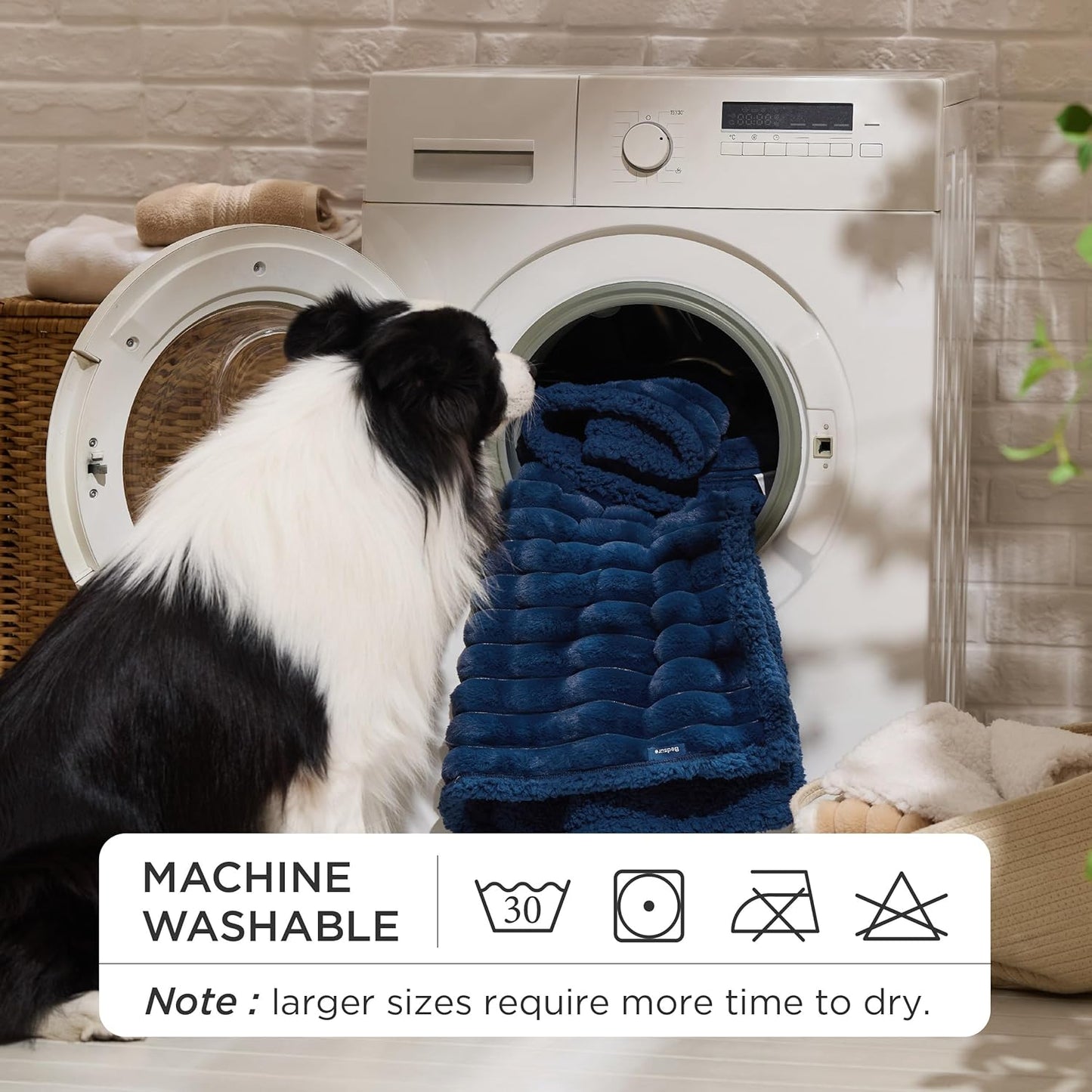 Bedsure ComfyFleece™ Waterproof Dog Blankets for Large Dogs - Soft Pet Cat Blanket Corduroy Fleece for Couch Bed Protector Washable, Cozy Calming Reversible Furniture Protection,50"x60", Cream