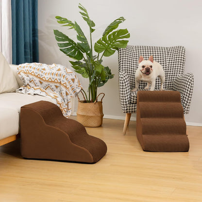 Aodisman 3-Step Dog Ramp and Stairs for Sofa and Chair - Non-Slip Sturdy Pet Steps for Small Dogs and Cats,15.7" H,Grey