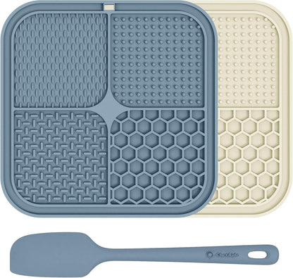 ChefAide 2 Pack Lick Mat for Dogs,Cats,Upgraded 8.5×8.5 inches Licking Mats with Suction Cups,Slow Feeder Licking Pad for Anxiety Relief and Boredom Reducer,Suitable for Dog Training Set 3