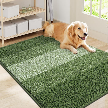 Smiry Dog Door Mat for Muddy Paws, Absorbs Moisture and Dirt, Low-Profile Entryway Mat with Non-Slip Backing, Entry Indoor Outdoor Doormat for Inside Floor (30x20 Inches, Grey, Striped)