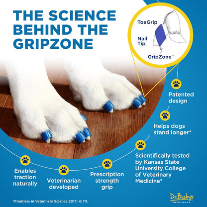Dr Buzby's Large ToeGrips for Dogs - Instant Traction on Wood/Hardwood Floors - Anti Slip Relief - Grippers for Senior Dogs - Stop Sliding Instantly - Rubber Nails for Paws - 1 Pack (20 Grips)