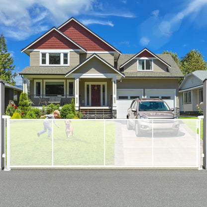 236" Retractable Baby Gate Extra Wide, 41" Tall Retractable Dog Gate for Stairs, Doorways, Decks, Mesh Gate Long Child Gate Pet Gate for Indoor, Outdoor, with Reinforced Mesh Rods, Dual Locks