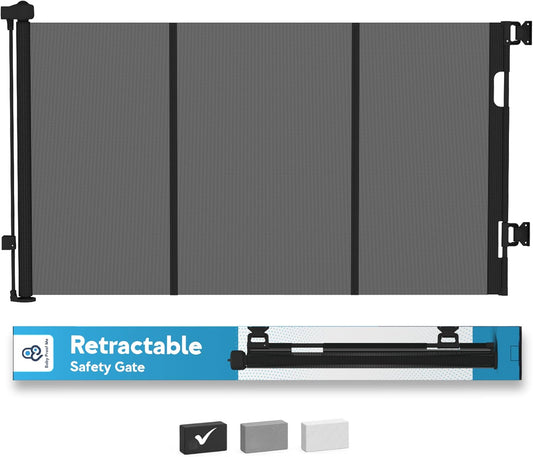 Baby Proof Me Retractable Baby Gates for Stairs & Doorways - 71” Wide Mesh Safety Gate for Toddlers, Dog & Pets - Use for Indoor/Outdoor, Hallways, Deck, Porch - Easy Installation, Secure Closure