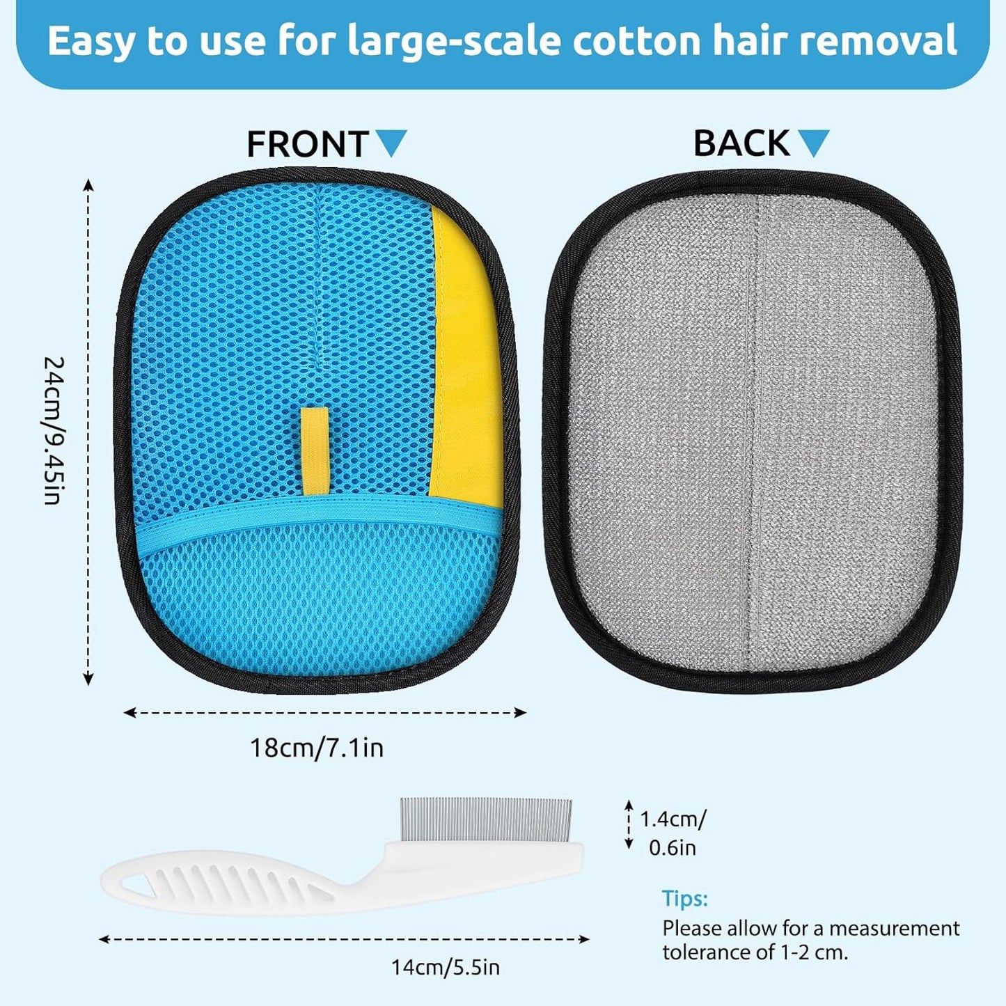 SAWMONG Pet Hair Removal Glove, 2Pcs Cat & Dog Reusable Pet Hair Remover Gloves New Upgrade, Grooming Pet Hair Remover Tool, Alternative to Lint Rollers