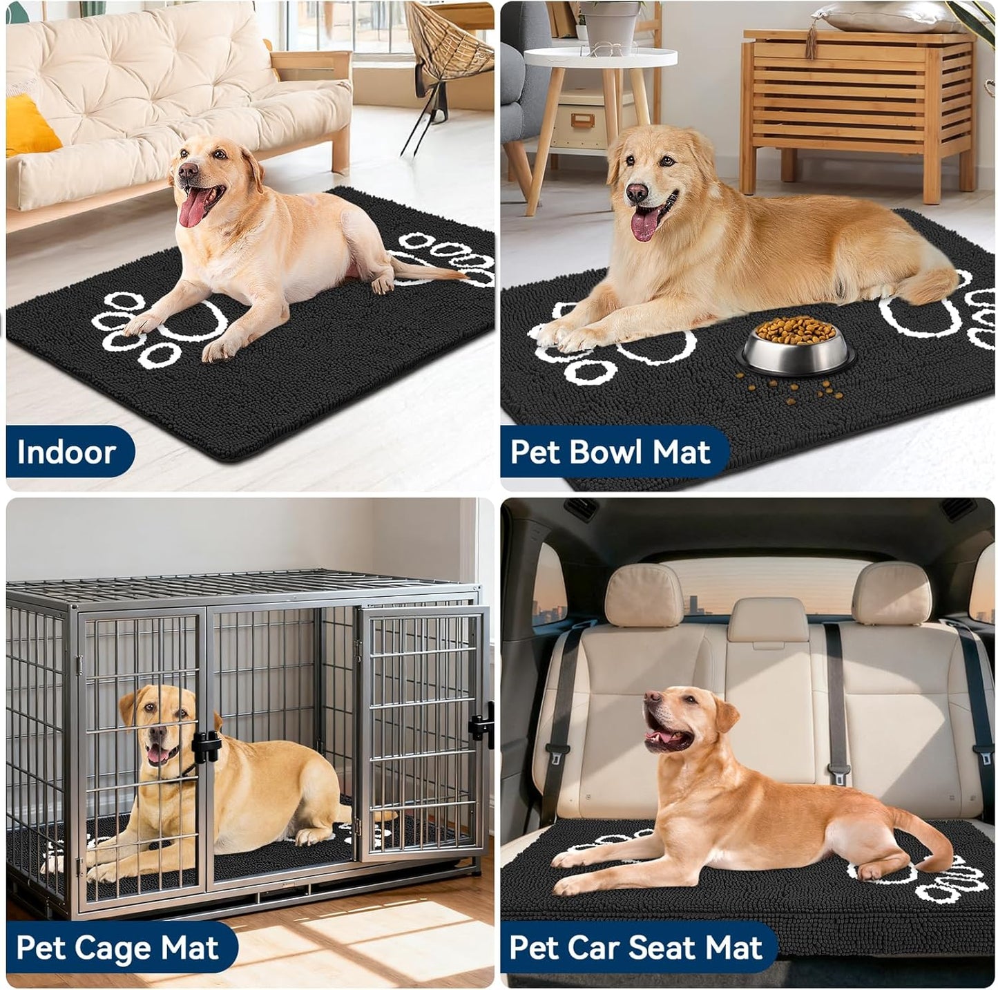 Bcoimo Super Absorbent Dog Door Mat, 30"*20" Anti Slip Mat for Muddy Paws, Pet Rugs for Dirty Paws Washable that Absorbs Moisture and Dirt, for Dog Cage and Pet Resting Carpet